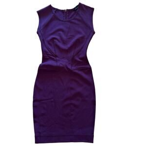 FRENCH CONNECTION Dress Sz 0 Knit Bandage Bodycon Purple w/ Zipper Down The Back